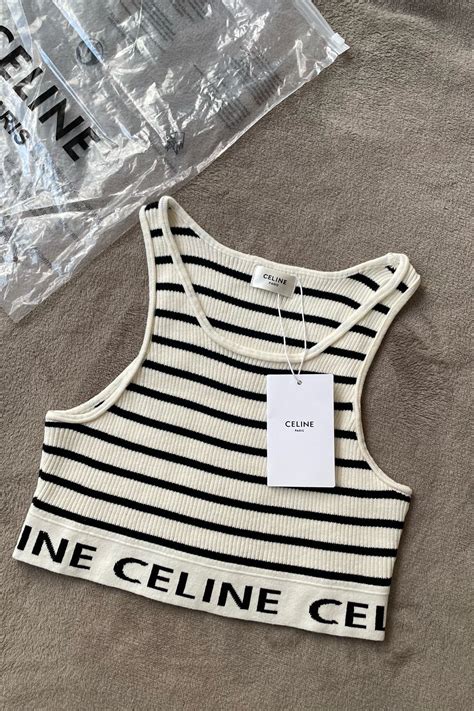 celine crop top striped.